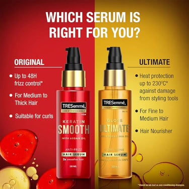 TRESemme Gloss Ultimate Ultra Shine Hair Serum 50ml with Macadamia Oil & Vitamin E, for Super shiny Finish